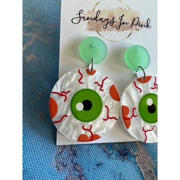 FALL Halloween Eyeball Scary Horror Earrings NEW - Picture 2 of 3